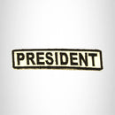 PRESIDENT Black on White Small Patch Iron on for Biker Vest SB678 - STURGIS MIDWEST INC.