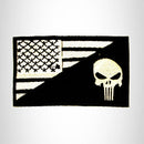 Punisher Flag White on Black Small Patch Sew on for Biker Vest SB769 - STURGIS MIDWEST INC.