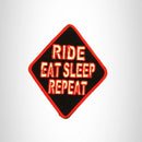 RIDE EAT SLEEP REPEAT Iron on Small Patch for Biker Vest SB848 - STURGIS MIDWEST INC.