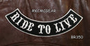 Ride to Live Lower Bottom Rocker Patch White on Black for Biker Vest - STURGIS MIDWEST INC.