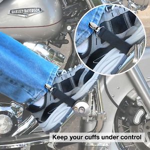 Biker Motorcycle Pant Leg Clamps Straps Clips Holder Ryder Stirrups Fully Adjustable Pants Clip Holders-STURGIS MIDWEST INC.