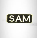 SAM White on Black Iron on Name Tag Patch for Biker Vest NB252 - STURGIS MIDWEST INC.