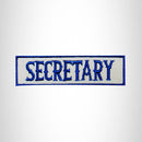 SECRETARY Blue on White Small Patch Iron on for Biker Jacket Vest SB444 - STURGIS MIDWEST INC.