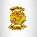 SEMPER FI AFGHANISTAN Brown on Gold Iron on 3 Large Back Patches Set for Biker Vest Jacket - STURGIS MIDWEST INC.