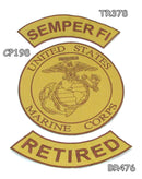 Semper Fi Retired Iron on Sew on Patches Set for Biker Jacket Vest - STURGIS MIDWEST INC.