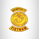 SEMPER FI VIETNAM Brown on Gold Iron on 3 Large Back Patches Set for Biker Vest Jacket - STURGIS MIDWEST INC.