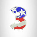Small Patch 3 Numeric Symbol of US Flag Iron on for Biker Vest - STURGIS MIDWEST INC.