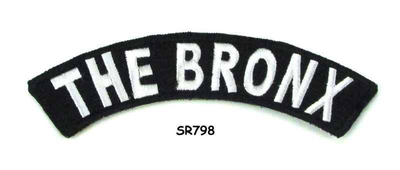 The Bronx White on Black Small Rocker Iron on Patches for Biker Vest and Jacket-STURGIS MIDWEST INC.