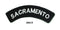 Sacramento White on Black Small Rocker Iron on Patches for Biker Vest and Jacket-STURGIS MIDWEST INC.