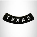 TEXAS White on Black Bottom Rocker Patch for Vest Jacket BR373 - STURGIS MIDWEST INC.