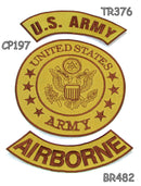 U.S Army AirBorne Iron on Sew on Patches Set for Biker Jacket Vest - STURGIS MIDWEST INC.