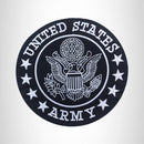 US Army Center Patch Circle United States Army Black w/ White 10" White Trim - STURGIS MIDWEST INC.