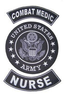 U.S ARMY COMBAT MEDIC NURSE Iron on 3 Large Back Patches Set for Biker Vest Jacket - STURGIS MIDWEST INC.