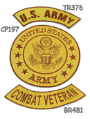 U.S Army Combat Veteran Iron on Sew on Patches Set for Biker Jacket Vest - STURGIS MIDWEST INC.