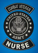 U.S ARMY NURSE COMBAT VETERAN Iron on 3 Large Back Patches Set for Biker Vest Jacket - STURGIS MIDWEST INC.