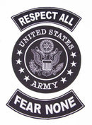 U.S ARMY RESPECT ALL FEAR NONE Iron on 3 Large Back Patches Set for Biker Vest Jacket - STURGIS MIDWEST INC.