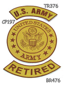 U.S Army Retired Iron on Sew on Patches Set for Biker Jacket Vest - STURGIS MIDWEST INC.