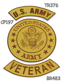 U.S Army Veteran Iron on Sew on Patches Set for Biker Jacket Vest - STURGIS MIDWEST INC.