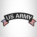 U.S Army White on Black Banner Iron on Top Rocker Patch for Biker Vest Jacket - STURGIS MIDWEST INC.