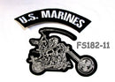 U.S Marines Grim Reaper Writing Motorcycle Iron on 2 Patches Set for Biker Vest - STURGIS MIDWEST INC.