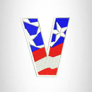 V Alphabet Letters of US Flag Iron on Small Patch for Biker Vest - STURGIS MIDWEST INC.