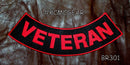 VETERAN Red on Black with Boarder Bottom Rocker Patch for Vest - STURGIS MIDWEST INC.