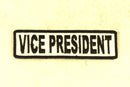 VICE PRESIDENT Black on White Small Patch Iron on for Biker Vest SB679 - STURGIS MIDWEST INC.