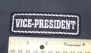 Vice President White on Black Small Patch Iron on for Biker Jacket Vest SB436 - STURGIS MIDWEST INC.