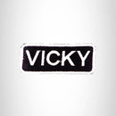 VICKY Black and White Name Tag Iron on Patch for Biker Vest and Jacket NB322 - STURGIS MIDWEST INC.