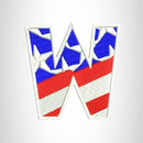 W Alphabet Letters of US Flag Iron on Small Patch for Biker Vest - STURGIS MIDWEST INC.