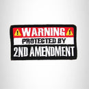 WARNING PROTECTED BY Iron on Small Patch for Biker Vest SB889 - STURGIS MIDWEST INC.
