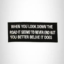 WHEN YOU LOOK DOWN Iron on Small Patch for Biker Vest SB926 - STURGIS MIDWEST INC.