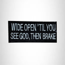 WIDE OPEN White on Black Small Patch for Vest Jacket SB572 - STURGIS MIDWEST INC.