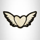 Winged Heart Silver on Black Small Patch Iron on for Biker Vest SB784 - STURGIS MIDWEST INC.