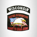 WISCONSIN and NEVER SURRENDER Small Patches Set for Biker Vest - STURGIS MIDWEST INC.
