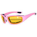 Women's Motorcycle Riding Glasses Padded Pink with Amber Glasses Night Time - STURGIS MIDWEST INC.