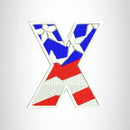 X Alphabet Letters of US Flag Iron on Small Patch for Biker Vest - STURGIS MIDWEST INC.